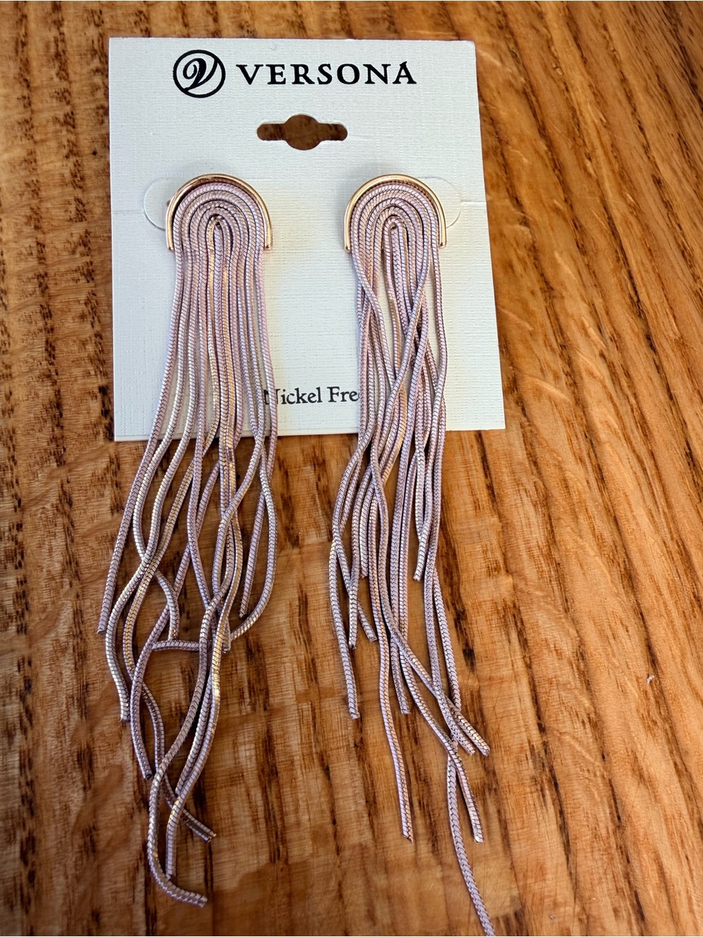 💕 3 for $25 sale Versona Pink and Rose Gold Tassel Drop Earrings